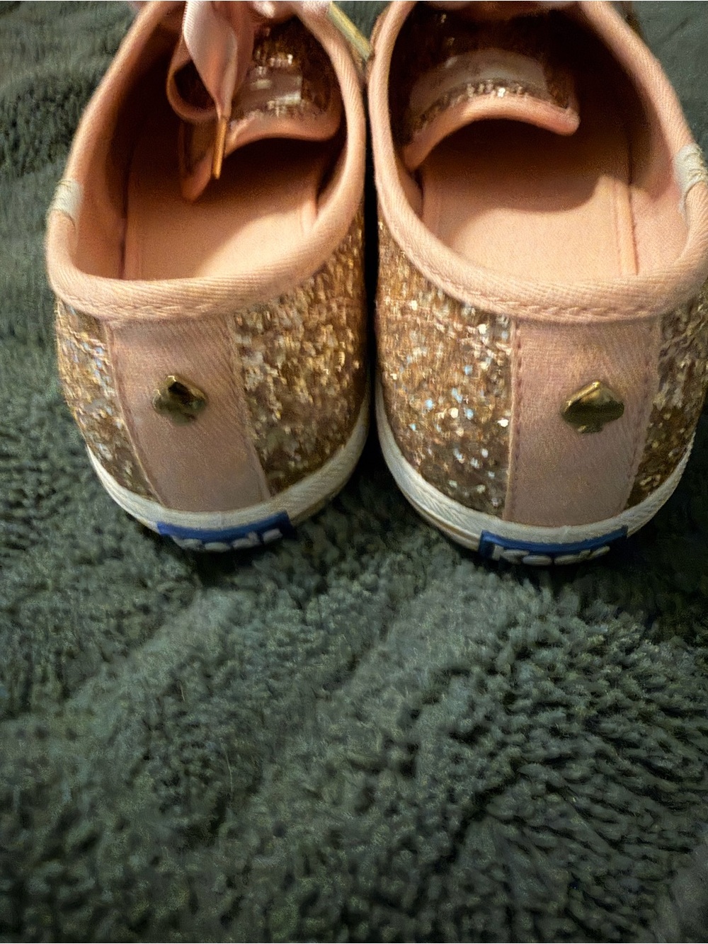 kate spade Rose Gold Glitter Ribbon Lace Sneakers - Picture 3 of 3